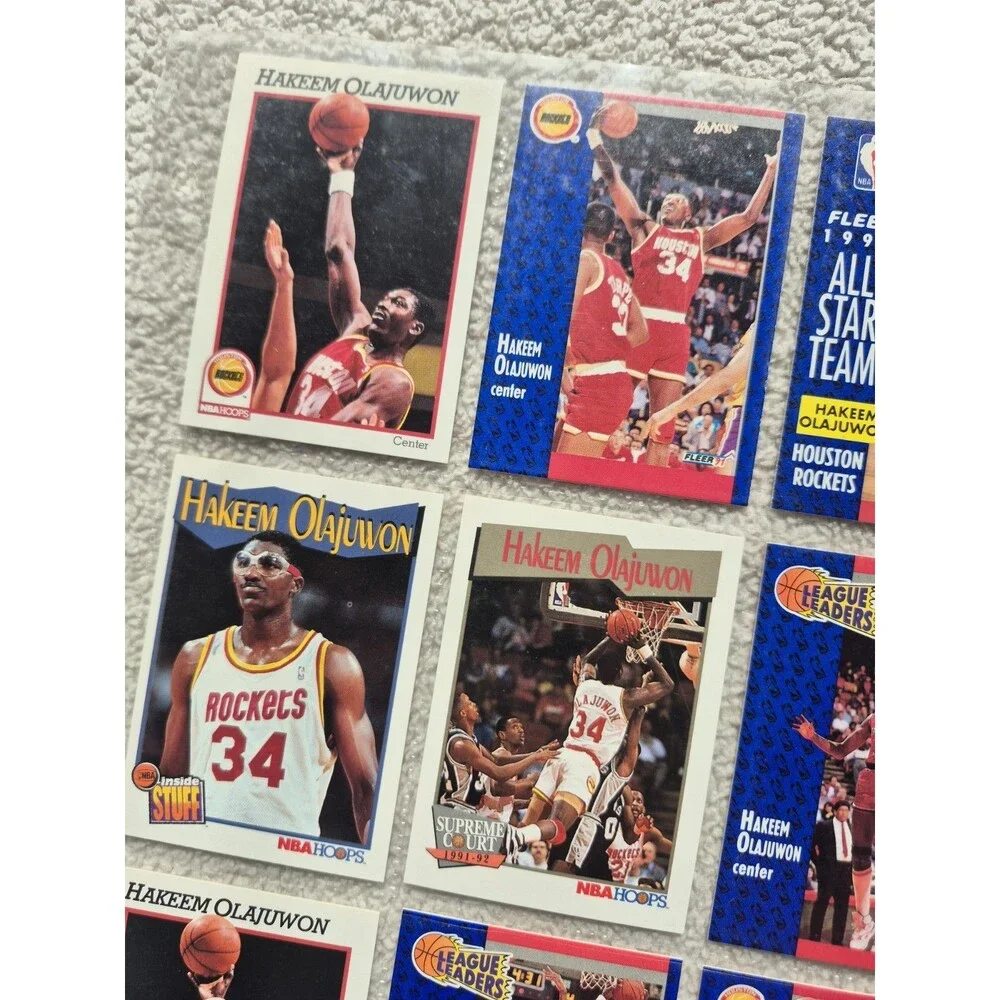 Hakeem Olajuwon Lot of 15+ Cards – 1991 Fleer All-Star, League Leaders, NBA...